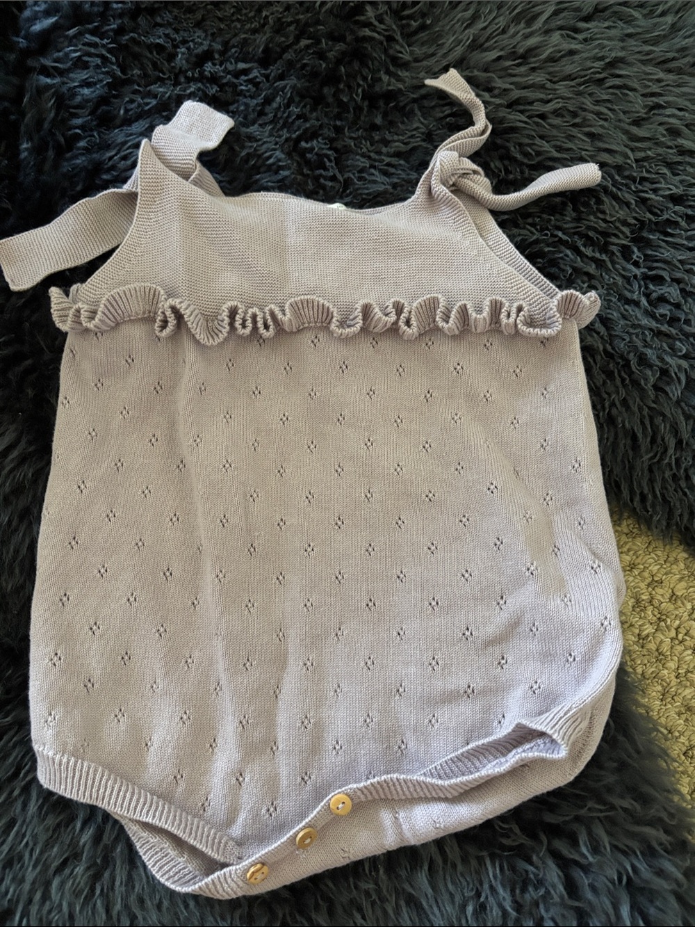 Wedoble Knit Ruffle Baby Romper in Light Lavender